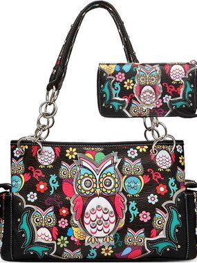 Colorful Owl Western Summer Fashion Purse Concealed Carry Handbags Women Country